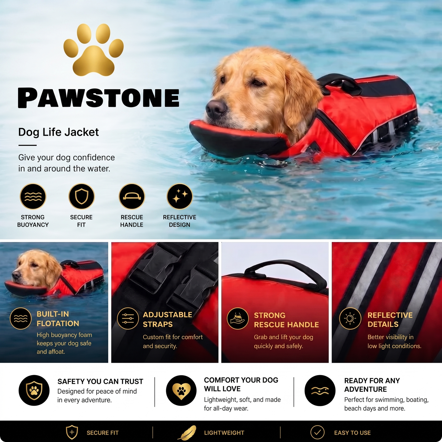 ChinLift Swim Vest — Dog Life Jacket with Head & Chin Support